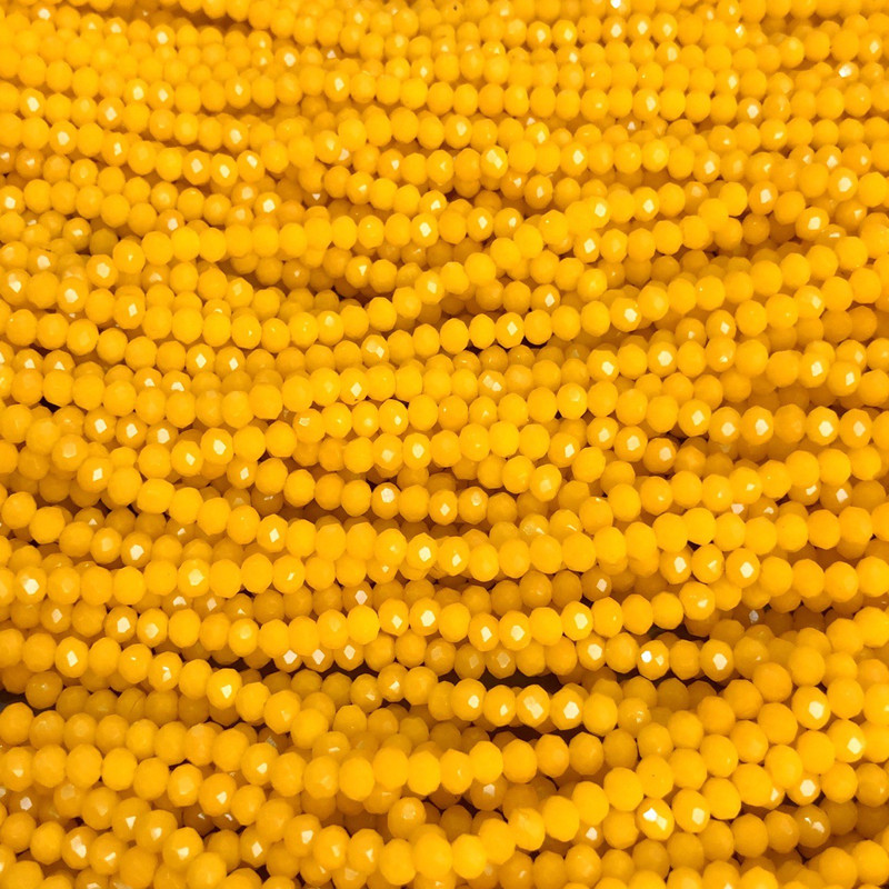 Koraliki czeskiego kryształu na żyłce, matowe w odcieniu kukurydzianym, fasetowany rondel, średnica 3,5×3 mm, długość 36–38 cm