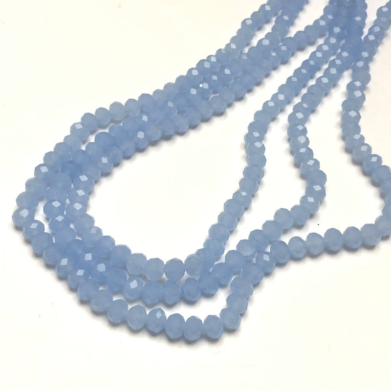 Koraliki z czeskiego kryształu na żyłce, chabrowo matowe, fasetowany rondel, średnica 6×4,5 mm, długość 38–40 cm +