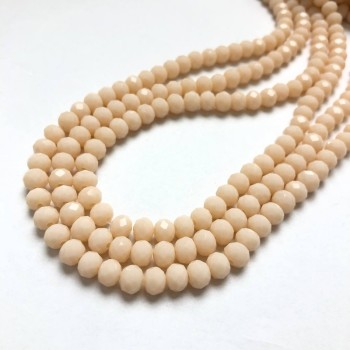 Koraliki czeskiego kryształu na nitce, delikatny brzoskwiniowy, matowy, fasetowany rondel, średnica 6×4,5 mm, długość 38–40 cm +