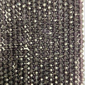 Koraliki czeskiego kryształu na nitce, ciemnofioletowe fasetowane w kształcie rondeli, średnica 6×5 mm, długość 42 cm +