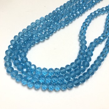 Koraliki z czeskiego kryształu na żyłce, ciemno-niebieskie, przejrzyste, fasetowane rondelki, średnica 6×4,5 mm, długość 38–40 cm