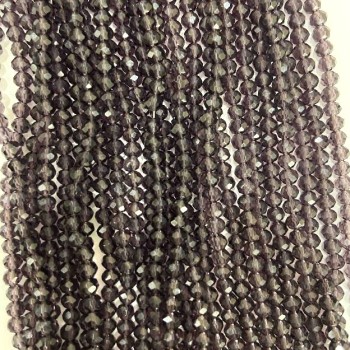 Koraliki czeskiego kryształu na żyłce, ciemnofioletowy fasetowany rondel, średnica 3×3,5 mm, długość 32 cm