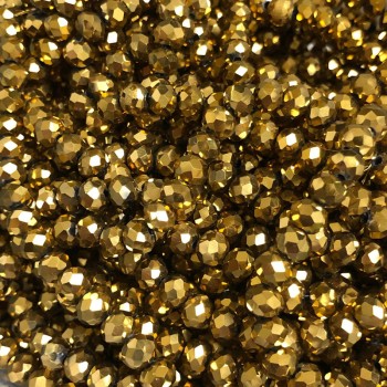 Koraliki czeskiego kryształu na żyłce z powłoką napylaną, granowany rondel, średnica 6×4,5 mm, długość 38–40 cm