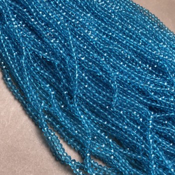Koraliki z czeskiego kryształu na żyłce, niebiesko-zielone, przejrzyste, fasetowane rondelki, średnica 3,5×3 mm, długość 36–38 cm