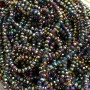 Czarne koraliki z czeskiego kryształu na żyłce, fasetowany rondel z efektem benzyny, średnica 3,5×3 mm, długość 33 cm +