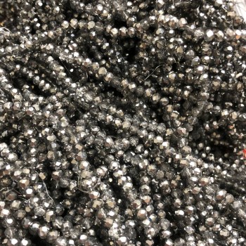 Koraliki czeskiego kryształu na żyłce, szare z powłoką, fasetowany rondel, średnica 3,5×3 mm, długość 36-38 cm +