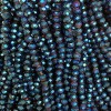 Koraliki z czeskiego kryształu niebieskie z powłoką benzynową, fasetowany rondel, średnica 6×5 mm + -, długość 40 cm +