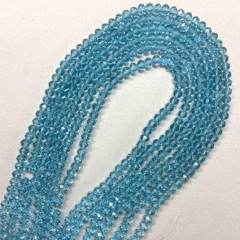 Koraliki czeskiego kryształu na nitce, niebiesko-przezroczyste fasetowane rondle, średnica 6×5 mm, długość 40–42 cm