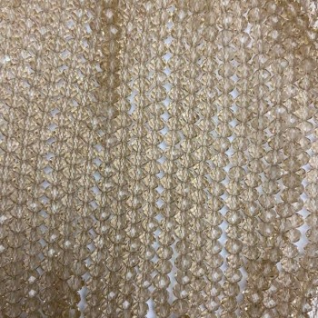 Koraliki czeskiego kryształu bursztynowego na żyłce, fasetowany rondel, średnica 6×5 mm, długość ok. 40 cm