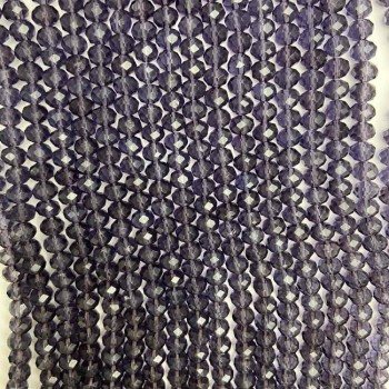 Koraliki z czeskiego kryształu na żyłce, fioletowe, przezroczyste, fasetowane rondelki, średnica 6×5 mm, długość 40 cm