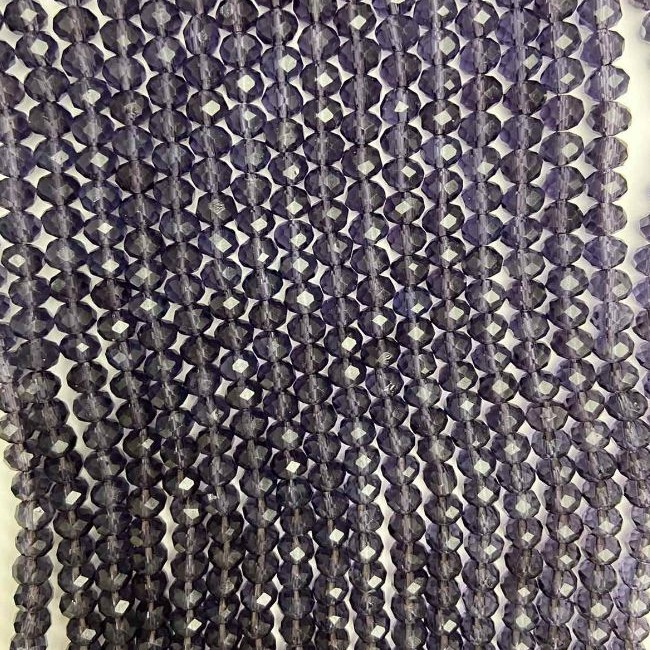 Koraliki z czeskiego kryształu na żyłce, fioletowe, przezroczyste, fasetowane rondelki, średnica 6×5 mm, długość 40 cm