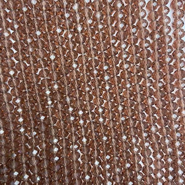 Koraliki czeskiego kryształu na żyłce, brązowo-przezroczyste, fasetowane rondelki, średnica 6×5 mm, długość 40–42 cm