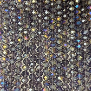 Koraliki czeskiego kryształu na żyłce, fioletowe z powłoką benzynową, fasetowany rondel, średnica 8×6 mm, długość 40–41 cm +