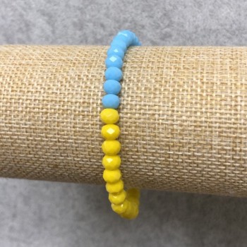 Bransoletka na gumce z czeskiego kryształu „Ukraina” fasetowane rondelki, średnica 6×4 mm, długość 18 cm