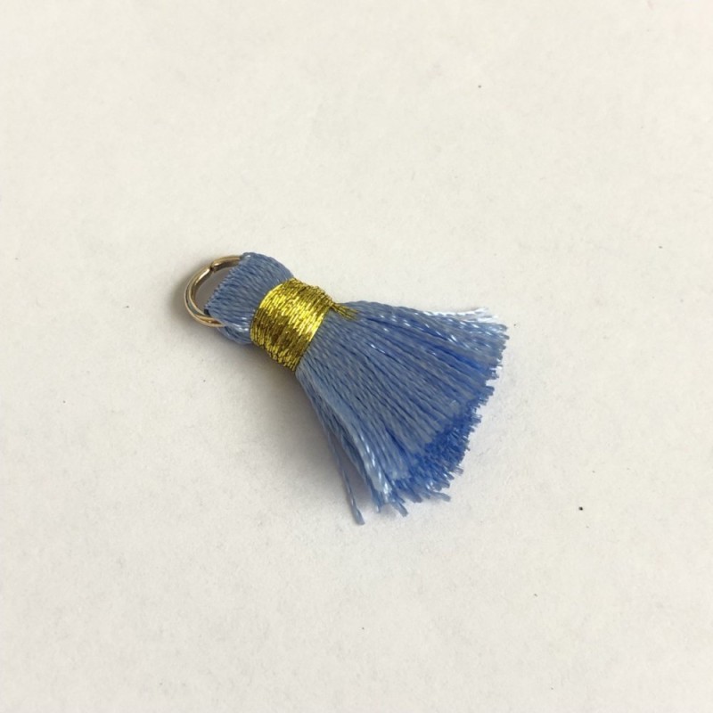 Element do rękodzieła — mini pędzelek z pierścieniem "jedwabny" kolor chabrowy, długość 2 cm, średnica 5 mm
