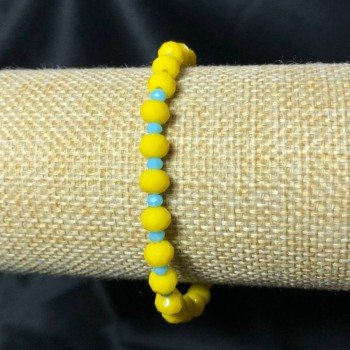 Bransoletka na gumce z czeskiego kryształu Ukraina fasetowany rondel, średnica 6×4 mm ±, długość 18 cm ±