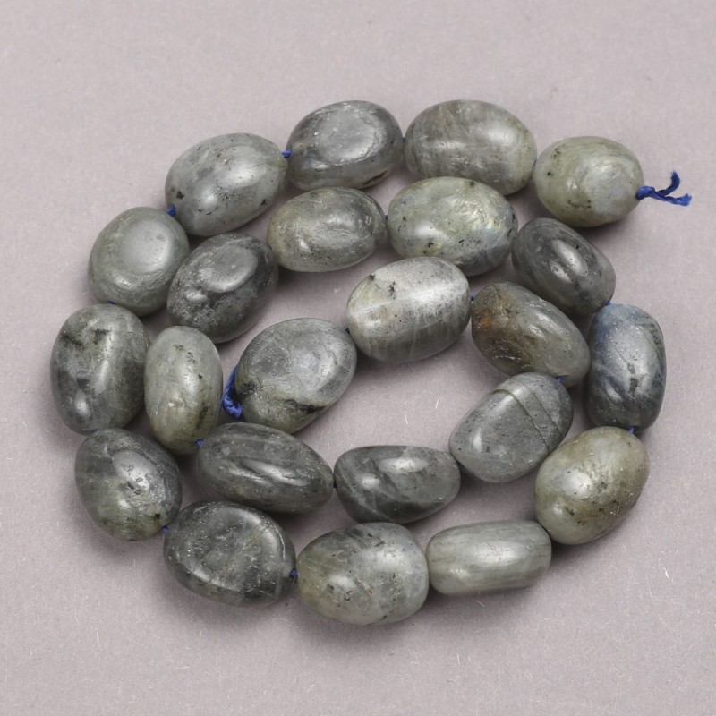 Koraliki z labradorytu fasetowane na nitce, średnica 16×13 mm, długość 40 cm