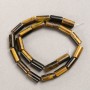 Koraliki na nitce z kamienia naturalnego – oko tygrysa cylindryczne, średnica 8×17 mm, długość 39 cm +