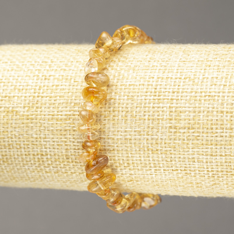 Bransoletka na gumce z naturalnym kamieniem cytrynem, okrągłe drobinki 8×4 mm+