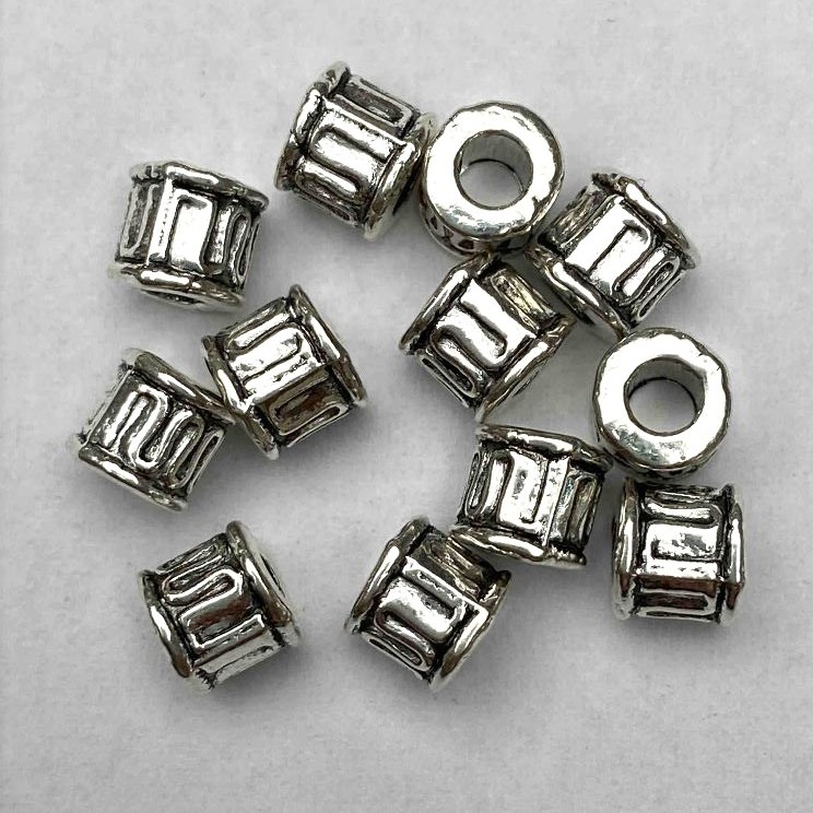 Koraliki-wstawki w kolorze metalu „srebro” 5×4,5 mm, zestaw 26 szt.
