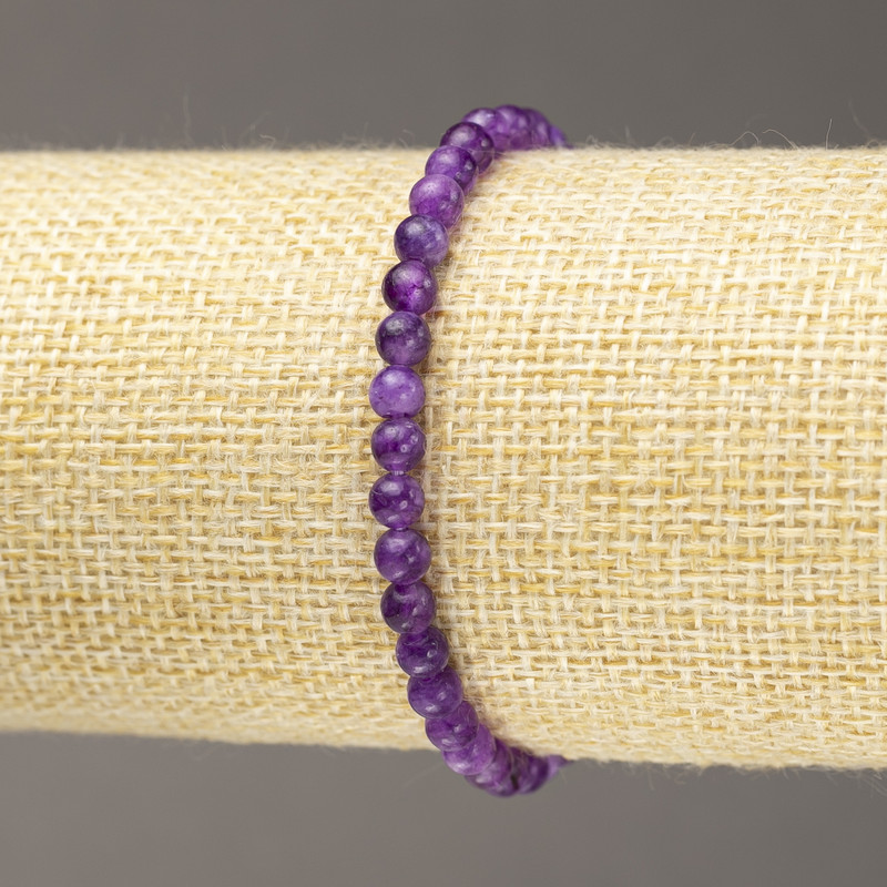 Bransoletka z lepidolitu (sztuczny) gładka kuleczka, średnica 4,5 mm ± (na elastycznej gumce)