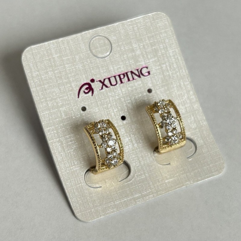 Kolczyki Xuping pozłacane 18K z białymi kryształami, średnica 15x8 mm +