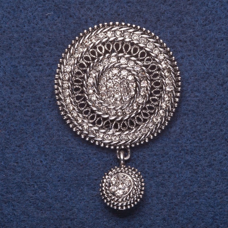 Broszka w kolorze metalu – srebro, 3,7×5,5 cm