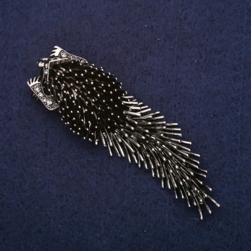 Broszka Jeżozwierz 75 × 23 mm, metal ciemnosrebrny