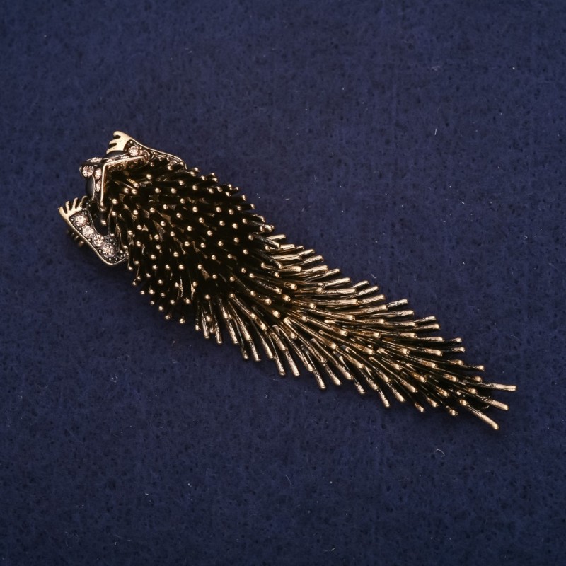 Broszka Jeżozwierz 75×23 mm, metal brązowy