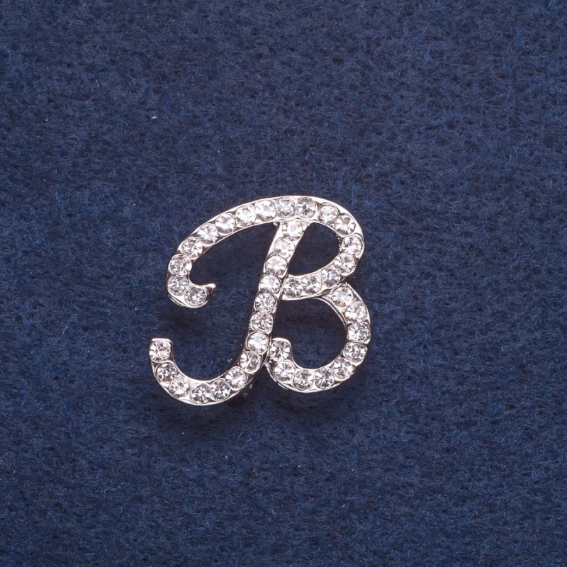 Broszka z inicjałem litera «V», kolor metalu: srebro, 2,4×2,3 cm