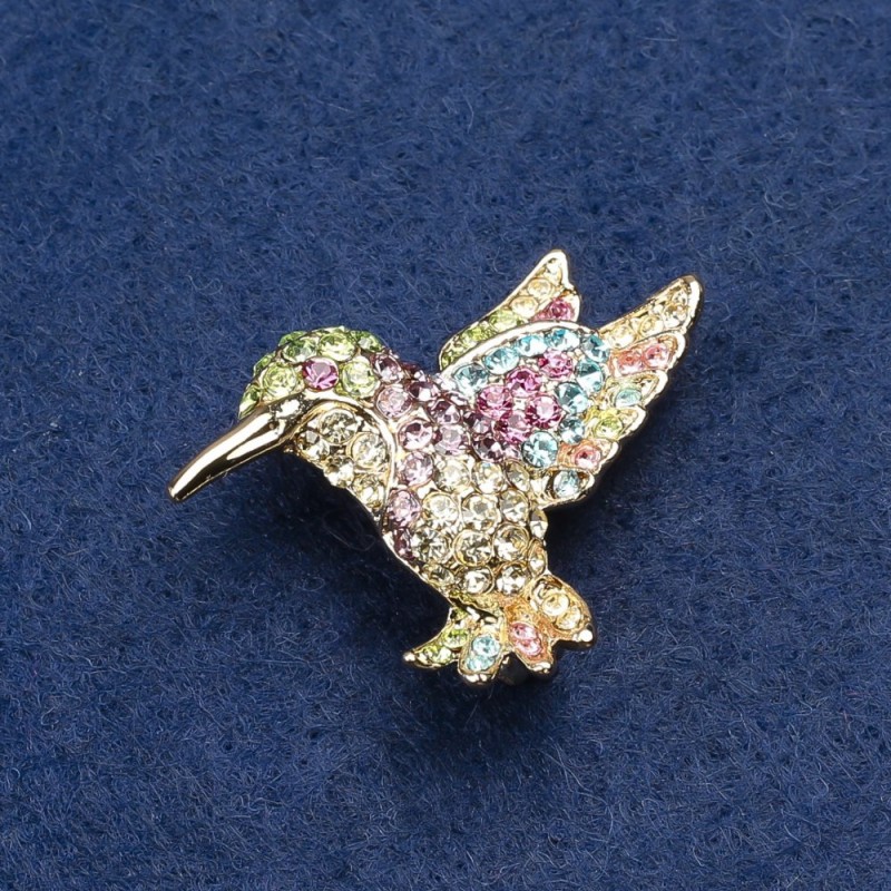 Broszka Koliber z metalem złotym i strassami 25×33 mm +
