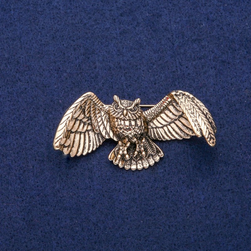 Broszka «Sowa» 30×60 mm, złoty metal