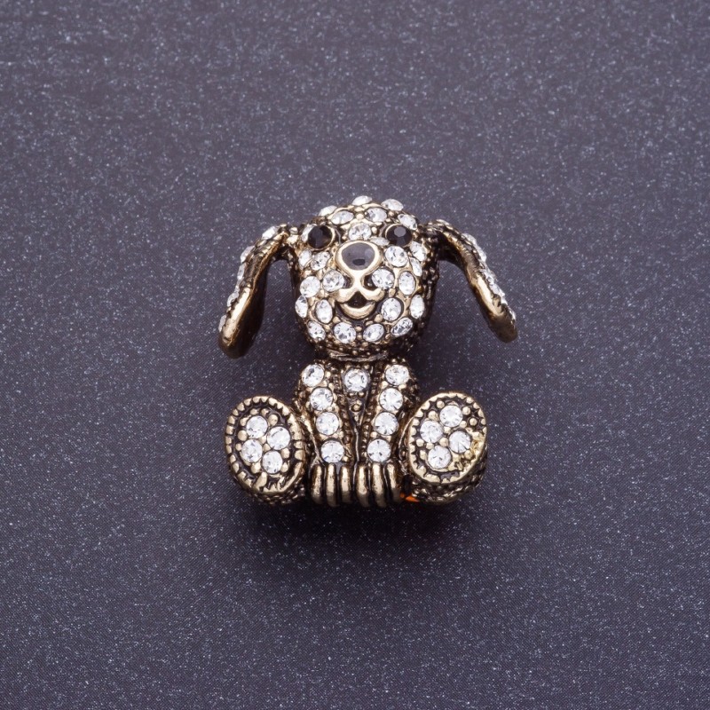 Broszka „Diamentowy piesek” 2,5 cm, kolor metalu: czernione złoto