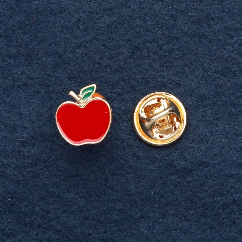 Broszka na obrotowym zapięciu Jabłuszko 1,5×1 cm z żółtego metalu