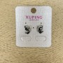 Kolczyki wkrętki Xuping rhodiowane z czarnymi kryształami, średnica 12x8 mm +