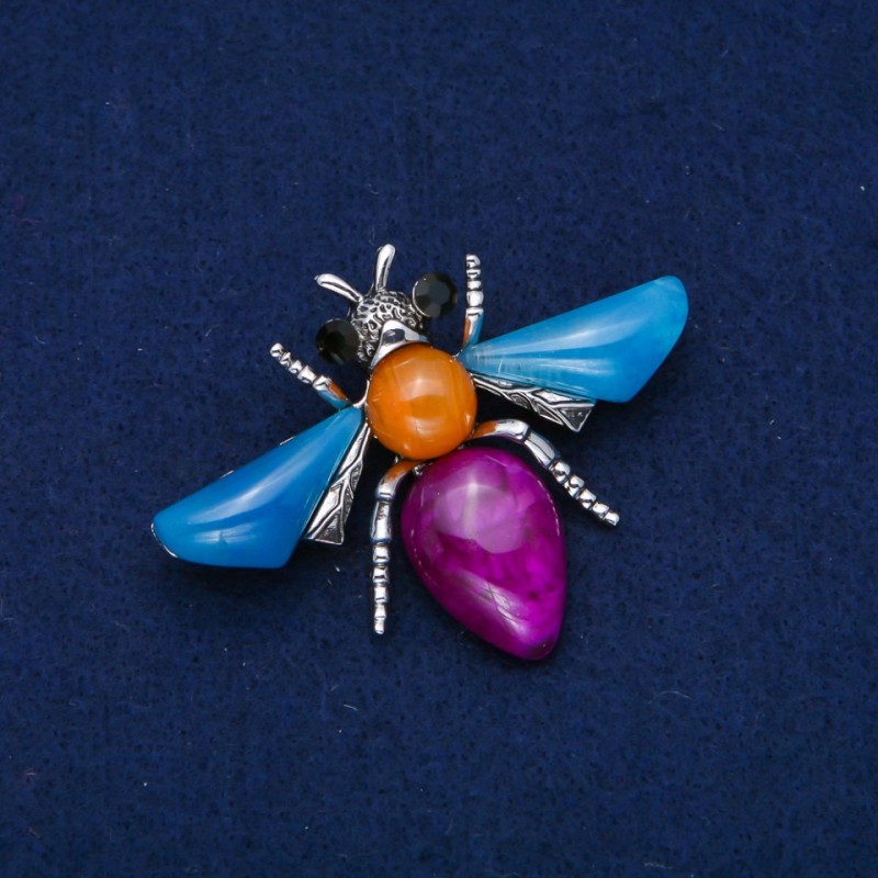 Broszka motyl srebrzysty metal 47×62 mm +