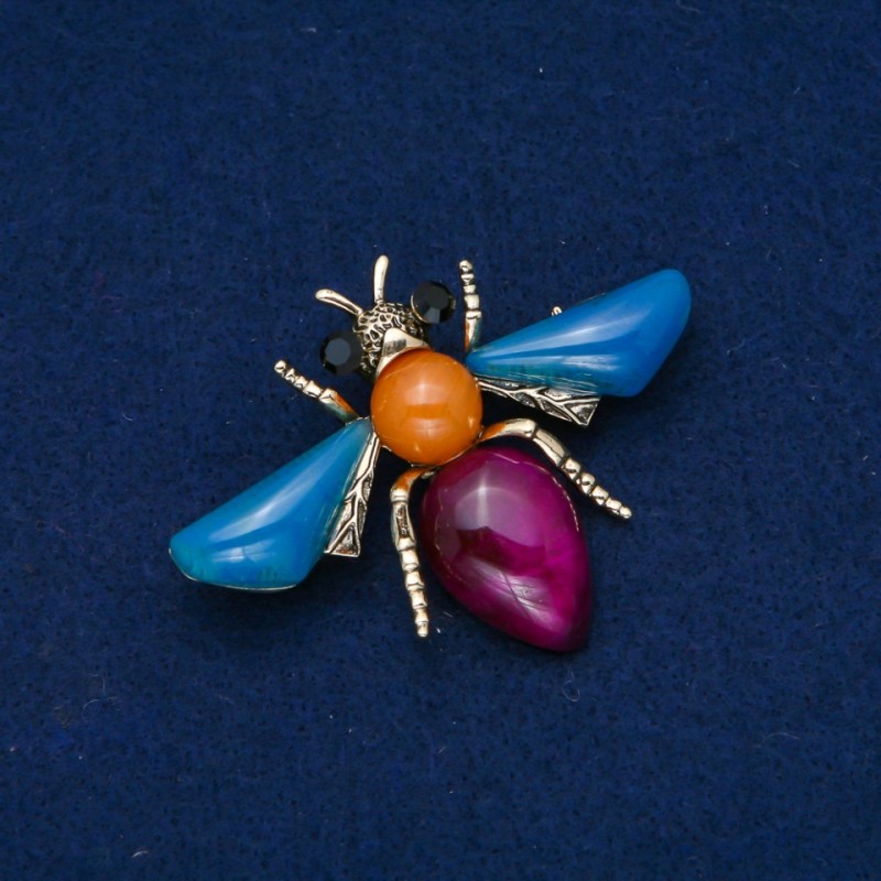 Broszka Motyl złoty metal 47x62 mm +