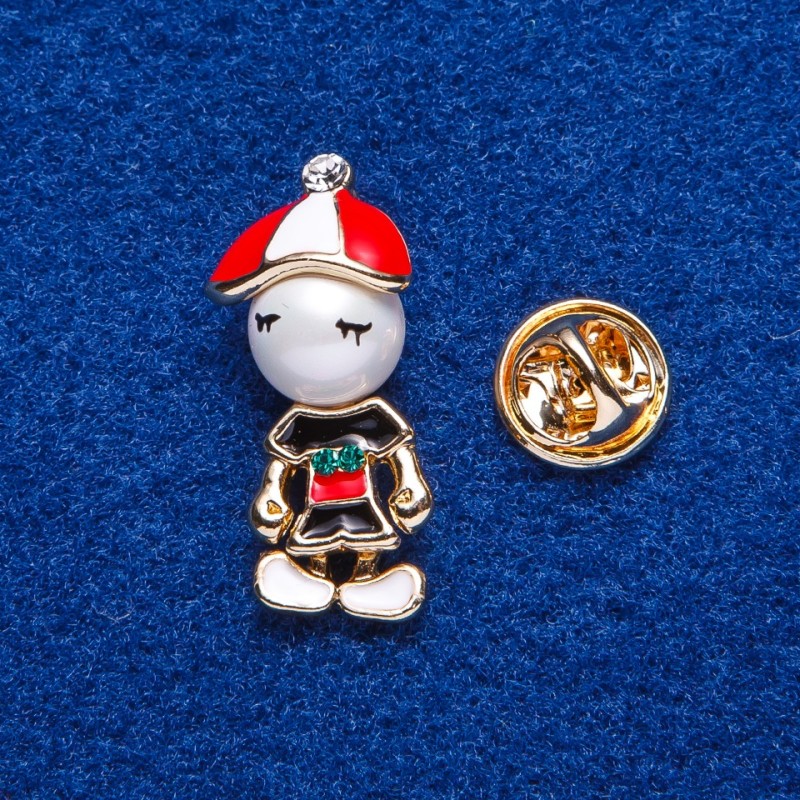 Broszka z zapięciem śrubowym «Chłopiec» metal złocisty 2,8×1,3 cm
