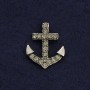 Broszka na zatrzasku «Kotwica» 2 cm, szary metal, z cyrkoniami