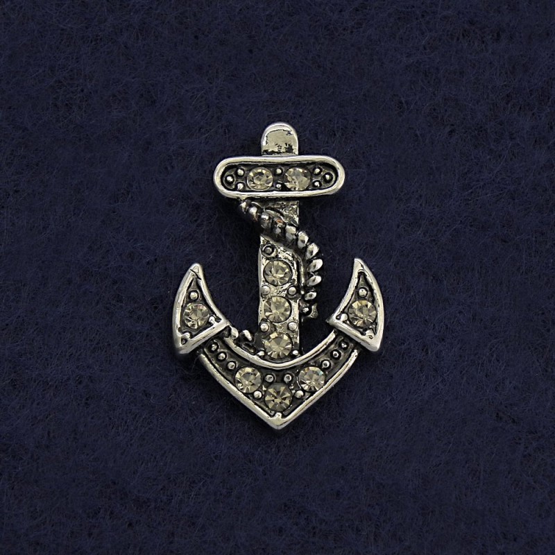 Broszka na zakrętce „Kotwica” 2 cm, metal szary