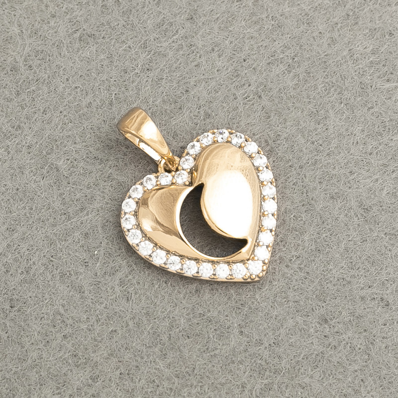Wisiorek Xuping «Serce» z pozłoceniem 18K, z białymi cyrkoniami, średnica 21×15 mm +