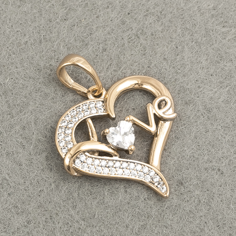 Wisiorek Xuping Pozłacanie 18K – Serce z białymi cyrkoniami, średnica 25×18 mm +