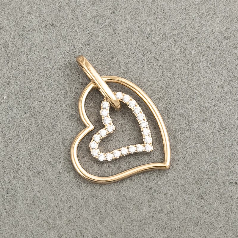 Wisiorek Xuping pozłacany 18K serce z białymi cyrkoniami, średnica 21×17 mm +