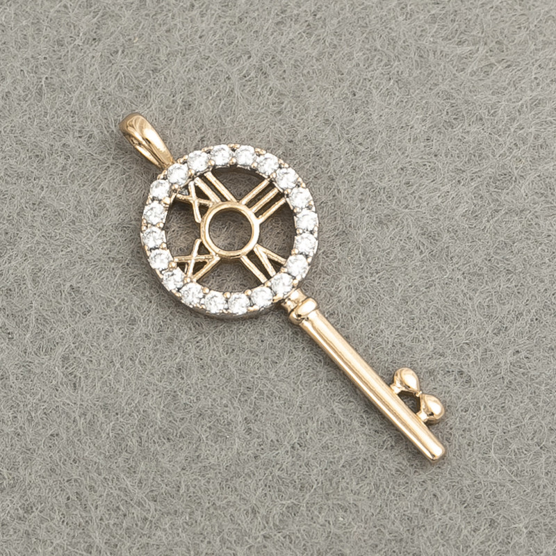 Wisiorek Xuping Pozłocenie 18K Klucz z białymi kryształami, wymiary 28×11 mm +