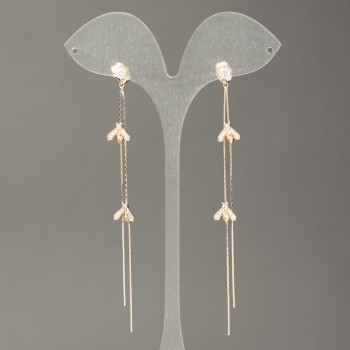 Kolczyki kulkowe Xuping Pozłacane 18K z białymi kryształami, długość 45 mm +