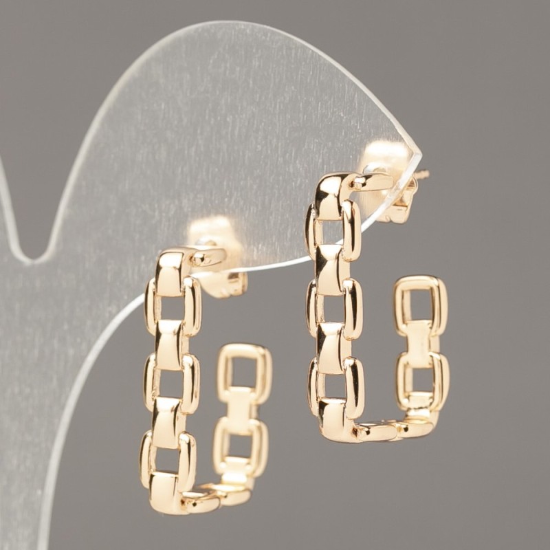 Kolczyki sztyfty Xuping pozłacane 18K łańcuszek, grubość 5,5 mm, długość 25 mm