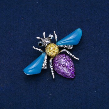 Broszka motyl z metalu srebrzystego 47×62 mm +