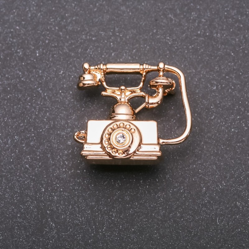 Broszka „Telefon” z żółtego metalu 27×24 mm
