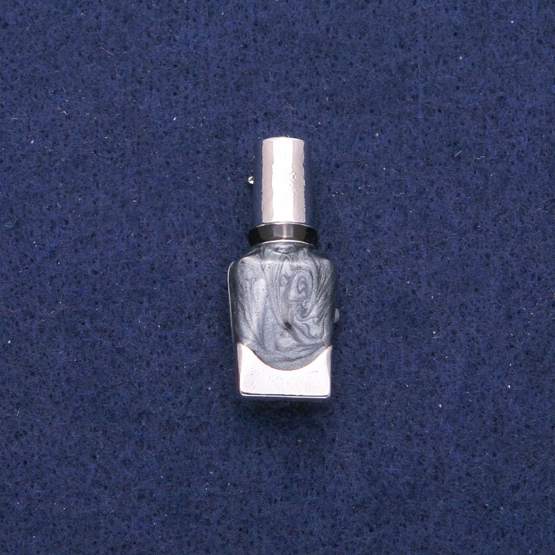 Broszka Lak szara i czarna emalia, srebrzysty metal 13×33 mm