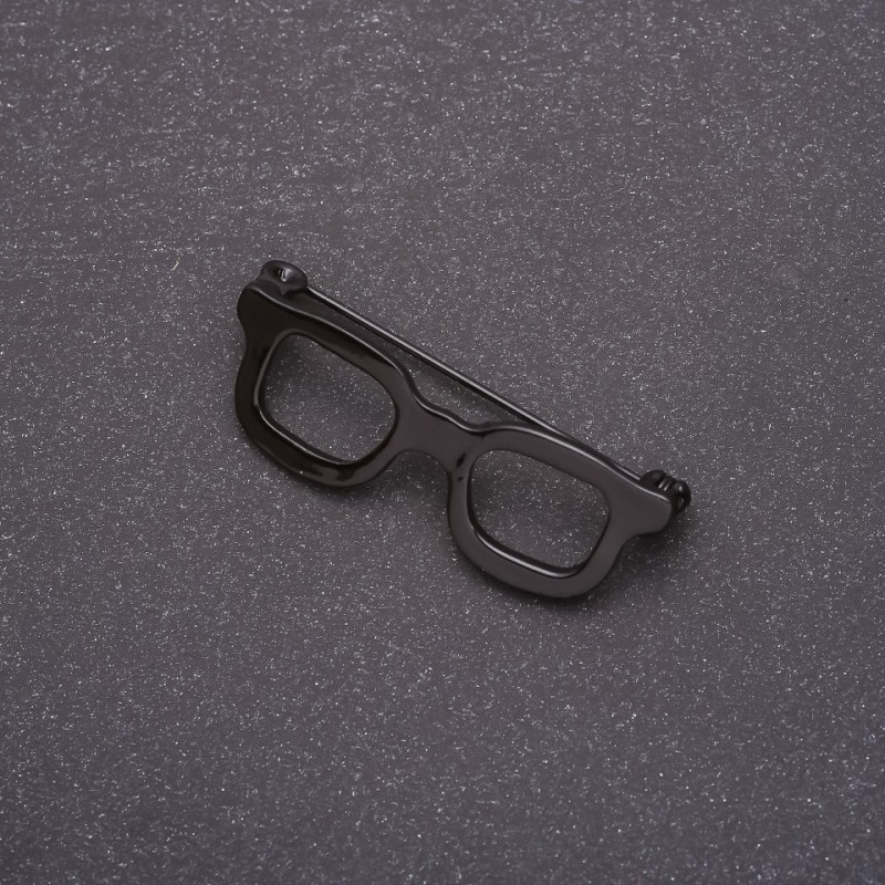 Broszka w kształcie okularów mini czarne 42×15 mm